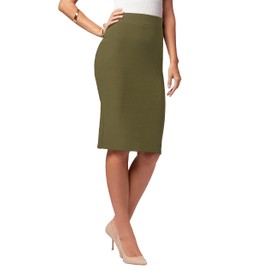Conceited Skirts for Women - Pencil Skirt - Wear to Work - Midi Length in Regular and Plus Size - Many Colors - Classic Olive Green - Small