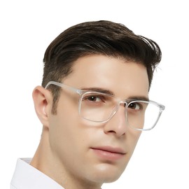 WEMOOTANTS Oversized 4.00 Reading Glasses Mens Large Square Readers Fashion Light Reader 1.0 1.25 1.5 1.75 2.0 2.25 2.5 2.75 3.0 3.5 4.0 5.0 6.0 Men Clear 4.00