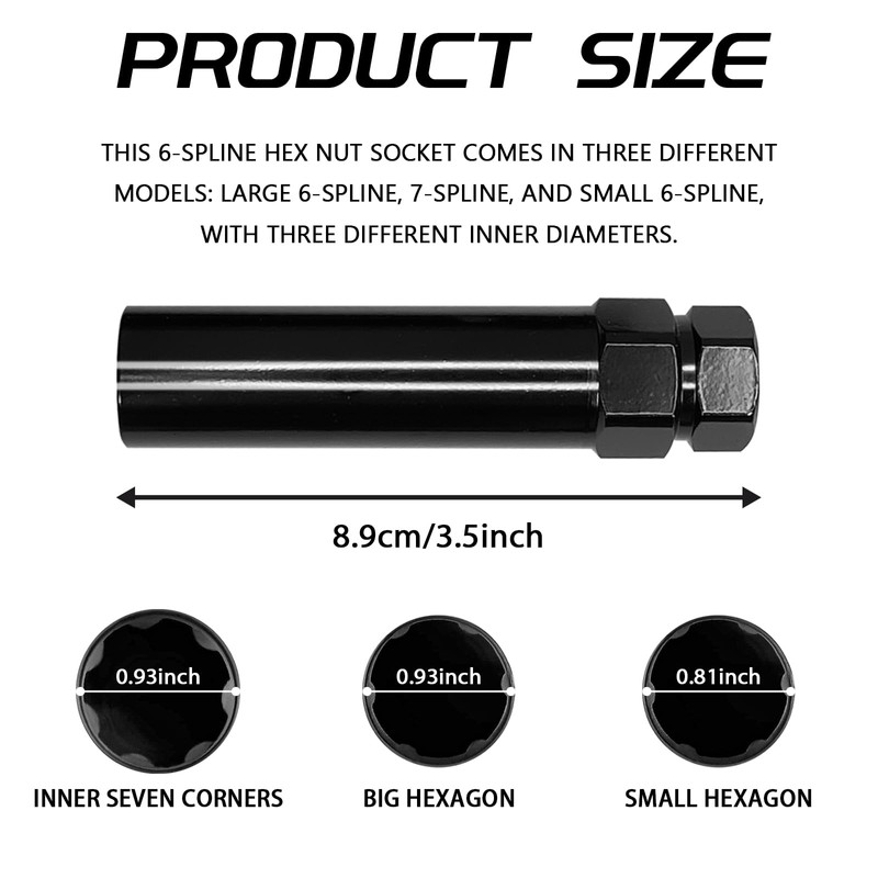 QKYS Large 6 Spline Lug Nut Socket, Wheel Lock Removal