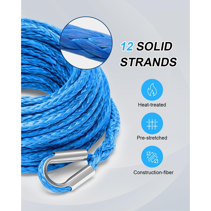 Kolvoii Winch Rope Extension 1/4 Inch x 50 Ft 10,000