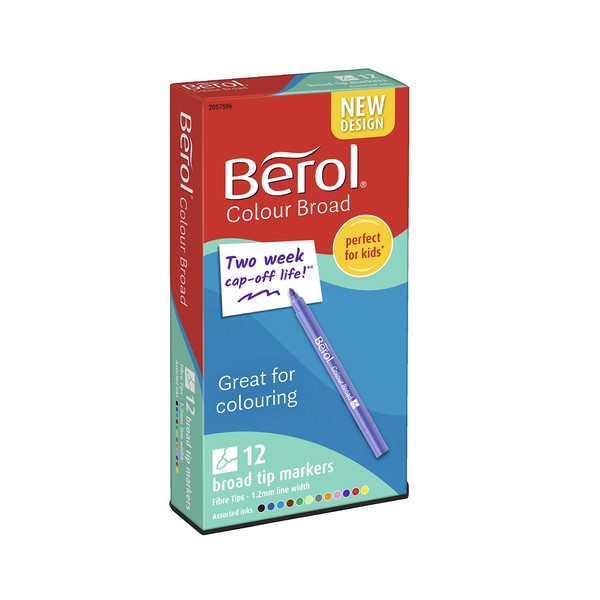 Berol Colour Broad Fibre Tipped Pen Pack of 12