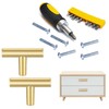 Kigniote 16PCS Cabinet T Bar Handle Gold Drawer Handles Cupboard