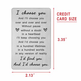 HYHYDHP I Choose You Gifts Wallet Card for Him, Groom Gifts from Bride on Wedding Day, Anniversary Cards for Men Husband, Valentines, Christmas Ideas