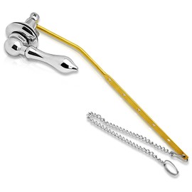 Boltigen Universal Front Angle Mount Toilet Handle, Chrome Finish Toilet Tank Flush Handle Lever, Toilet Trip Lever Handle Replacement Kit with 1pc Stainless Steel Flapper Chain