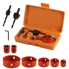 11 Piece Hole Saw Set, 19-64 mm Drill Hole Saw Set, Wood Hole Drill Sets, Hole Circular Saw Sets, Drill Bit for Wood, PVC Plate, Plastic, Drywall, with Accessories