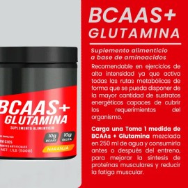 Bcaas + Glutamina Aminoácidos Psn 500g Sabores Naranja