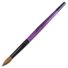 PANA Pure Kolinsky Hair Acrylic Nail Brush - Round Shape Black Ferrule with Purple Wood Handle (Size 16) - Nail Brush for Acrylic Nail Application, Nail Extension, Manicure Pedicure Salon Beginner and