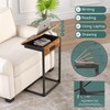 sthmec C Shaped End Table with Charging Station, 45° Tiltable
