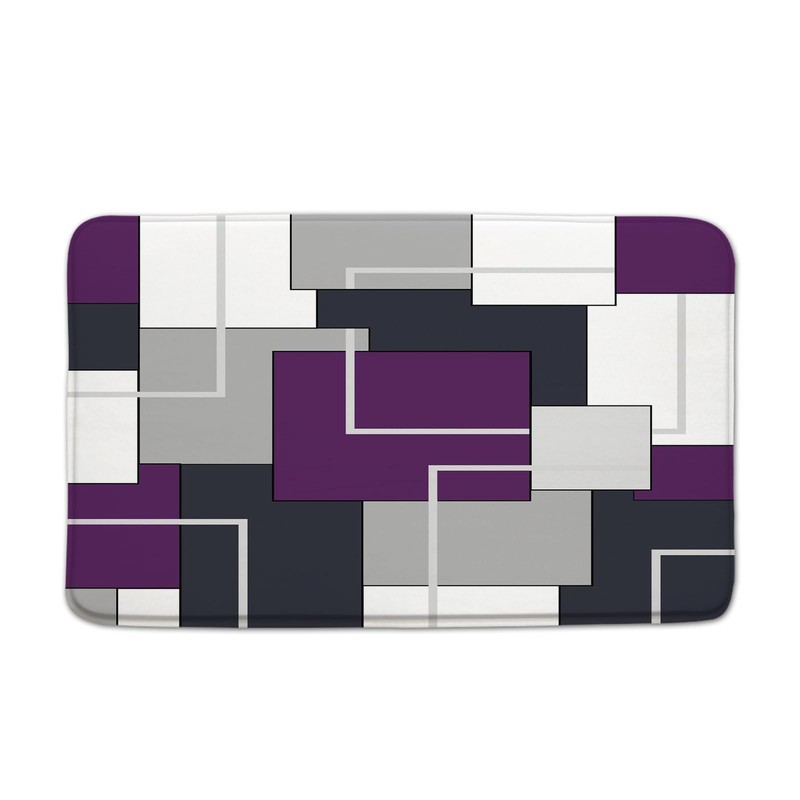 Purple Bathroom Rugs Abstract Geometric Gray Black and White Geometry