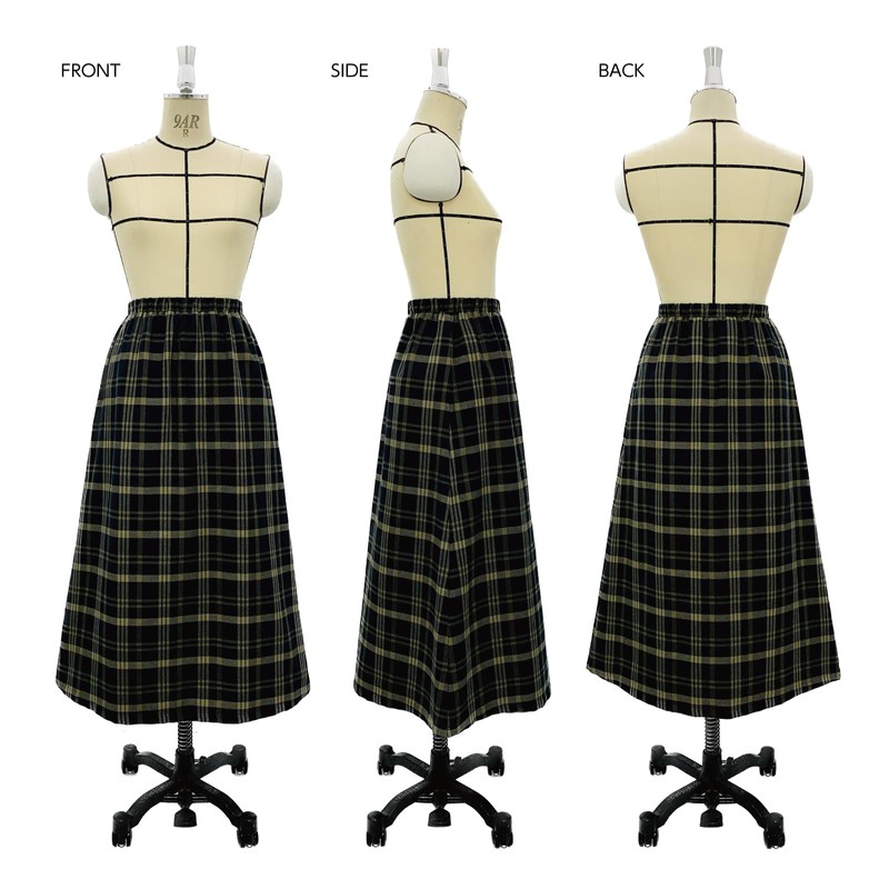 Sun Planning Pattern Pattern Elastic Waist A-Line Skirt 6058