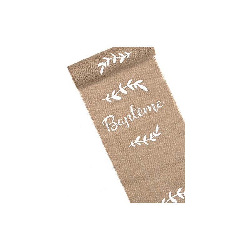Generique - Jute Flocked Christening Table Runner 28cm x 5m