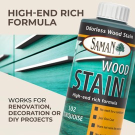 SamaN Interior Water Based Wood Stain - Natural Stain for Furniture, Moldings, Wood Paneling, Cabinets (Turquoise TEW-102-12, 12 oz)