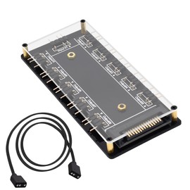 YARCHONN 5V 3PIN ARGB Hub 1 to 10 Way RGB LED Fan Splitter Hub Controller with SATA Power Supply Extended Motherboard ARGB Interface