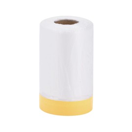 HOPESPANNER Pre-Taped Masking Film Plastic Cover PE Film Masking Paper 1 Pc 2200x65cm / 72.18ftx25.59" White Yellow