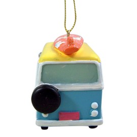 Tropical Beach Theme Hippy Van with Surfboard Hanging Christmas Tree Ornament, 3 1/2 Inch
