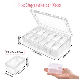 Mathtoxyz Small Bead Organiser and Storage, Plastic Clear Box Storage Container Box with Hinged Lid for Small Beads Jewellery, Craft Items & Small Parts Storage Box