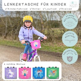 wonneklein Children's Front Bicycle Basket I Handlebar Bag for Balance Bike, Bicycle, Tricycle or Scooter I Compatible with Woom and Puky I Bicycle Bag Children's Bicycle with Unicorn Motif (Elli