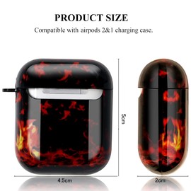 Fire Earphone Cover Compatible with AirPods Case, Full Protective Soft TPU AirPods Cover Compatible with AirPods 1&2 Wireless and Wired Charging Case ZPYOU -Red Fire