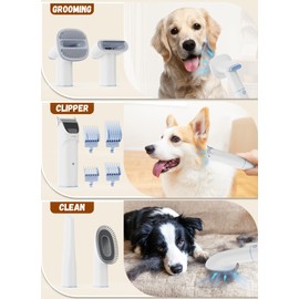 Moonflor Dog Grooming Kit with 2.5L Large-Capacity 10Kpa Dog Vacuum for Shedding,Low Noise Dog Hair Remover with 4 Proven Pet Grooming Supplies, Quiet Hair Clippers Set for Cats Dogs Pets