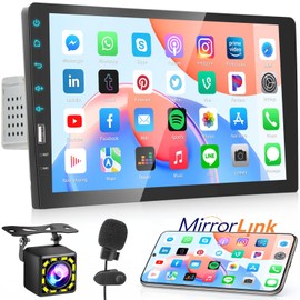 Fuluku 9 Inch Car Radio Single Din Car Stereo 1080P Touch Screen with Backup Camera Mic Bluetooth Hands-Free Call FM Car Audio Multimedia Car Audio Support Mirror Link SWC USB EQ