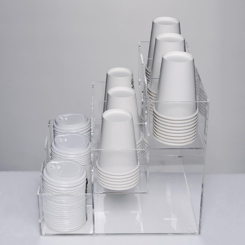 CiaoHER Acylic Coffee Cup and Lid Dispenser with 9 Compartments,