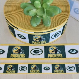 7/8 & 1.5" (1 YD) Green Bay Packers Grosgrain Ribbon Football Cheer Bow Ribbon - 1 1/2"