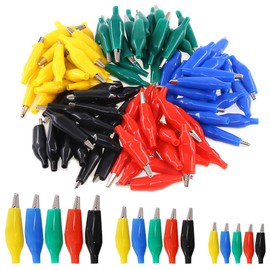 GLARKS G-778 120Pcs 28mm 35mm 45mm Alligator Clips Crocodile Electrical Test Clamps Jumper Helper with Protective Insulation Cover (Black, Red, Yellow, Blue, Green)