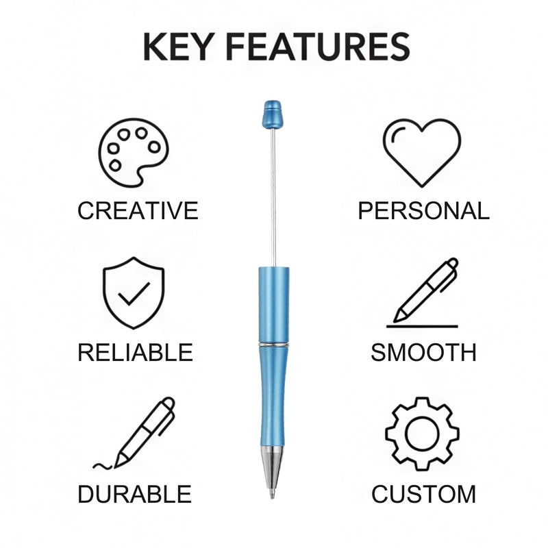 YOKIVE 30 Pcs Beadable Pens, Ballpoint Pen with Plastic Bead,