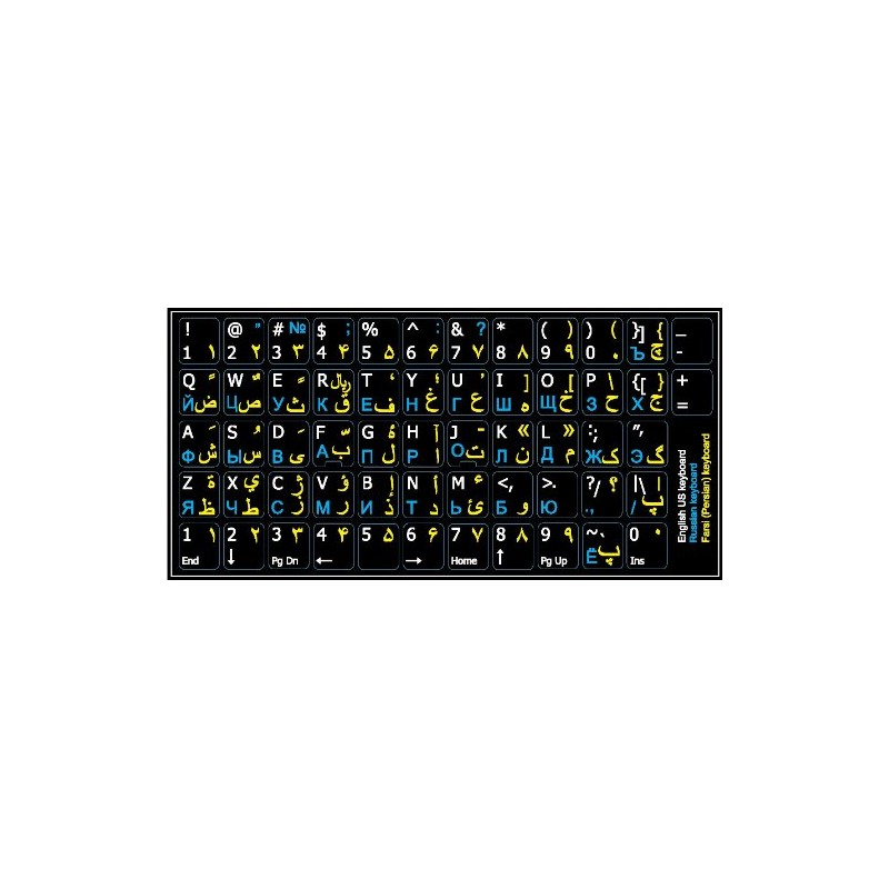 FARSI Persian - Russian Cyrillic - English New Keyboard Labels