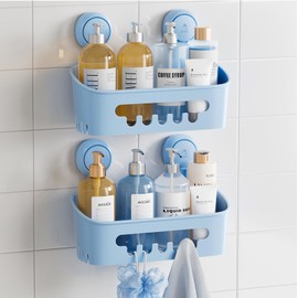 TAILI Shower Shelf Suction Cup No Drilling Shower Organiser Shower Shelf Suction Cups Shower Gel Holder Removable Load Capacity 10 kg Waterproof Bathroom Shelf with Suction Cup for Shampoo and Shower