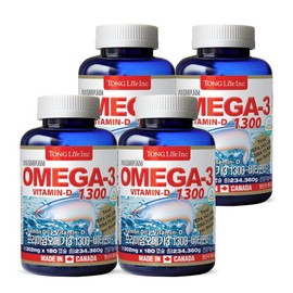 Tonglife Premium Omega3 1300+Vitamin D (1302mg / 통라이프 프리미엄오메가3 1300+비타민D(1302mg X 180캡슐 6개월분)4병 통라이프 프리미엄 오메가3 1300연어