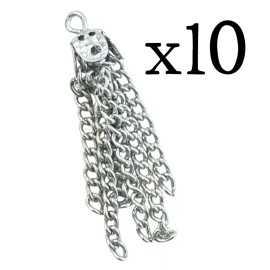 Lot 10 Silver Chain Tassel Charms Pendants for Jewelry Making