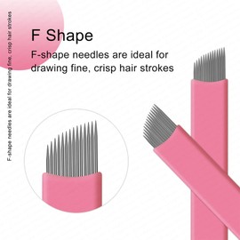 Guapa 50PCS Microblading Eyebrow Tattoo Needles – Pink U18 & S14 Sloped Nano Blades – 0.18mm Fine Stainless Steel Manual Microblades for Precise Hair Strokes – For Artists & Beginners (14 CurvedFlat)