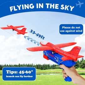 Boys Toys Age 3 4 5 6 Year Old Boy Gifts, Airplane Launcher Toy With 3 Pack Foam Glider Planes for Kids, Outdoor Garden Toys Garden Games Flying Aeorplane Toys