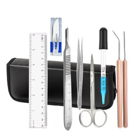 A2ZScilab-Dissection Kit, Grade: 9 to 12 and for Community College levels, Stainless Steel Precision Ground Scissors and Super Sharp Scalpel Blades (17 PC Kit), Compact Zippered Case.