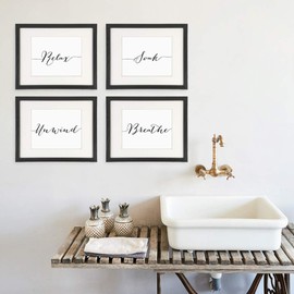 Relax Soak Unwind Breathe Wall Art Bathroom Decor (Set of 4) - Unframed - 8x10s
