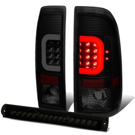 Auto Dynasty Pair Black Housing Smoked Lens 3D LED Bar Tail Lights+Dual Row 3rd Brake Light Compatible with Ford F150-F550