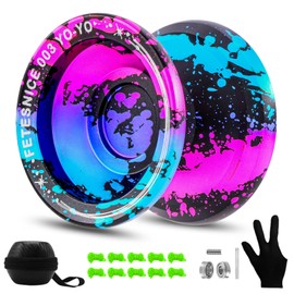 FETESNICE Yoyo Professional Responsive Yoyo for 8-12 Kids Beginner, Unresponsive Yoyo for Adults，Metal Trick Yo yo for Advanced Player，Pro Yo-yo with Yoyo Accessories（Black Blue Pink）