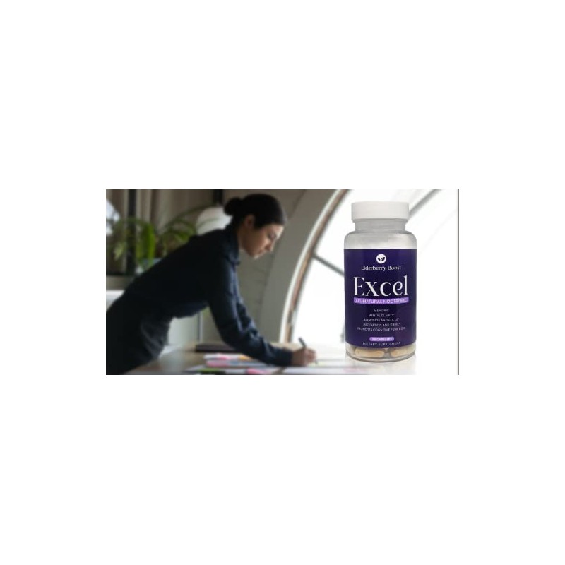 Elderberry Boost Excel - All-Natural Brain Supplement, Increase Productivity, Safe