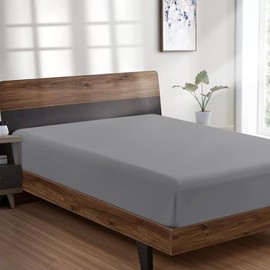 SSW HOMES Fitted Sheet 30 CM Deep Easy Care Soft Brushed Premium Microfibre Shrinkage and Fade Resistant Bedsheet (Grey, Double)