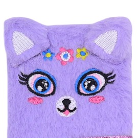 Lovely Animal Pocket Notebook Kids Mini Fluffy Plush Diary for Girls Cute Fuzzy Journal Drawing Writing Blank 160 Page