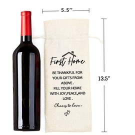 Socive First Home Wine Bag Gift, Pairs Well With a New Home, House warming Gift, New Home, Gift for Her, Him, New Home Owner Gift, Reusable Drawstring Wine Bag