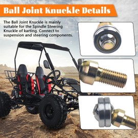 M10 26mm Ball Joint Knuckle fit for Coleman KT196 196cc & Hisun 200cc HS200 Go-Kart（1pcs）