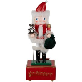 Northlight Animated and Musical Santa Christmas Nutcracker with Bear - 12"