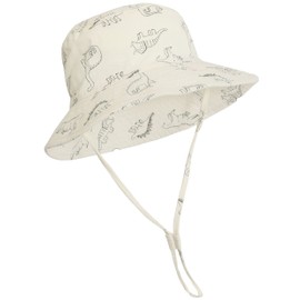 Baby Sun Hat UPF 50+ Sun Protective Toddler Bucket Hat Summer Kids Beach Hats Wide Brim Outdoor Play Hat for Boys Girls Creamy White 6-12 Months