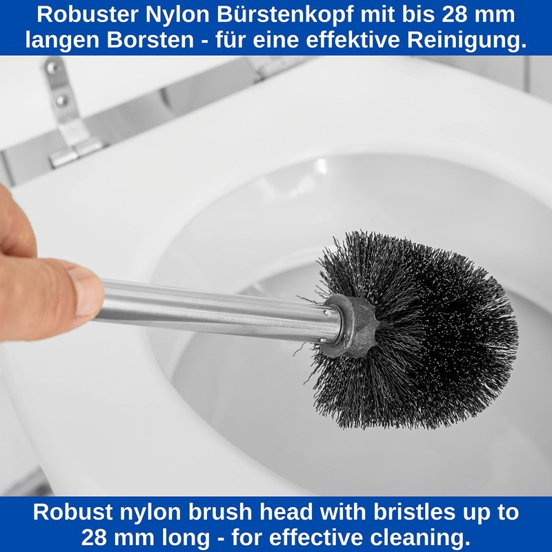 Premium Toilet Brush Set, 4 Pieces, in Black, Stainless Steel