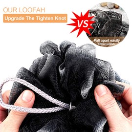 Loofah Bath Sponge, Novosun Soft Shower Sponge Set Extra Large Mesh Pouf Scrubber for Men and Women Exfoliate,Wash Sponge,Cleanse,Soothe Skin Pack of 4, XL 75g