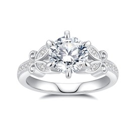 ZHOANLE 2 Carat Moissanite Engagement Rings for Women D Color VVS1 Round Cut 925 Sterling Silver Butterfly Ring Unique Semi Eternity Wedding Ring(7)