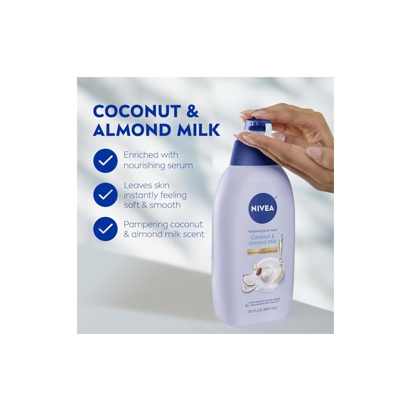 NIVEA Jabón corporal hidratante con leche de coco y almendras