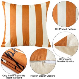 Ohok 4er Set Dekorativ Kissenbezug mit Herbst Motiv 45x45 cm, Polyester Leinen Zierkissenbezüge, Deko Sofakissen Couchkissen Kissenhülle Set für Wohnzimmer Schlafzimmer Sofa (Ahornblatt Kürbis J)